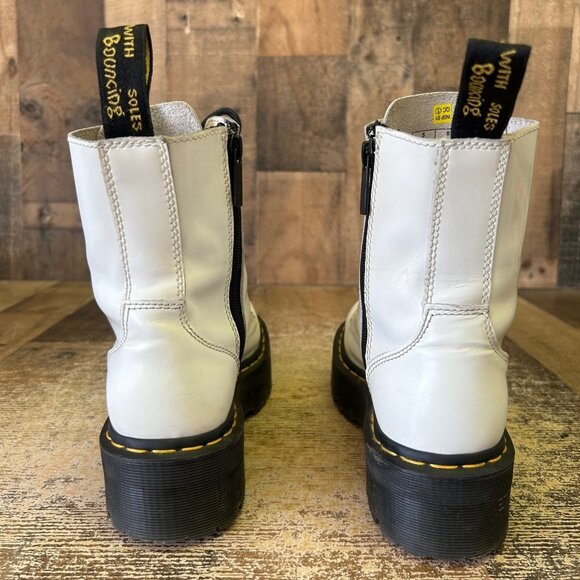 Dr. Martens Jadon Side Zip Patent Leather White Platform Combat Boots Womens 7 - Picture 8 of 12